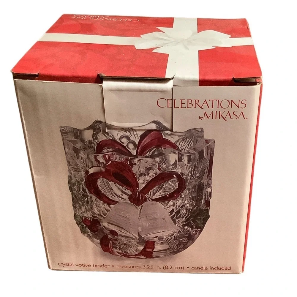 Celebrations by Mikasa Holiday Bells Crystal Votive Holder.